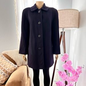 Vintage 70s Alorna Petite Wool Coat Overcoat Navy Blue N'exagerons Rien